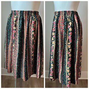 80s Green floral skirt